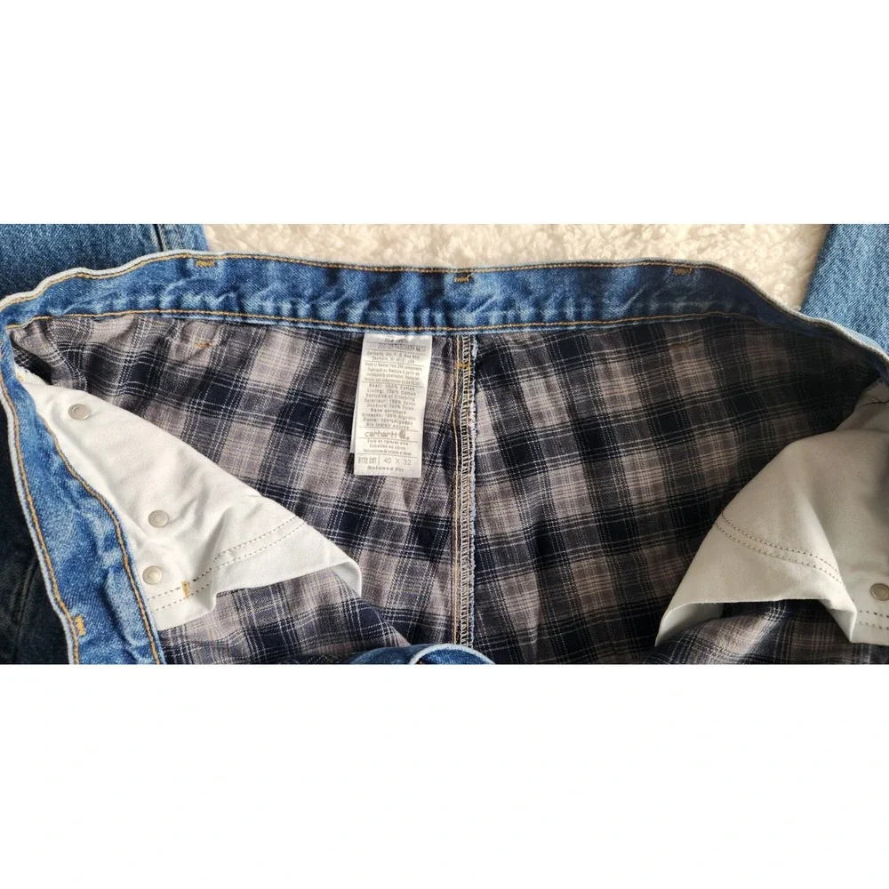 Carhartt B172 DST Relaxed Fit Flannel Lined Denim Jeans‎ Men's Size 40x32 - Flaw